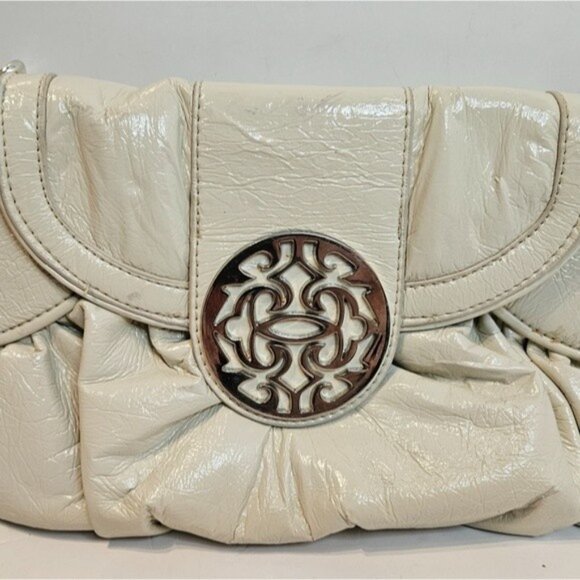 Steve Madden To-Talli Patent White So Soft Shoulder Bag with Silver Chain Strap - Picture 2 of 14